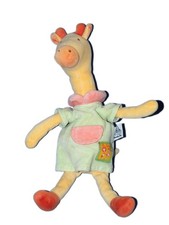 Doudou Girafe jaune Robe Verte