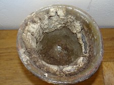 Beau Pot Ancien à Résine Landais  Résinier  en Terre Cuite Vernissée Verte 34