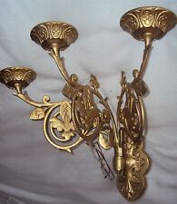 SUPERBE APPLIQUE RELIGIEUSE AVEC SUPPORT/ BRONZE /STYLE GOTHIQUE/3 BOUGIES/N°3