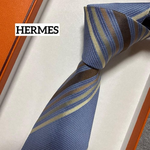 Cravate hermes bleu marron - hermes,