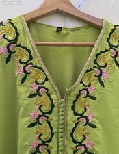 Caftan marocain vert brodé - caftan,