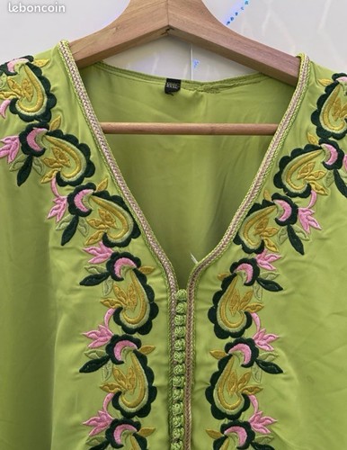 Caftan marocain vert brodé - caftan,