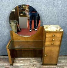 Commode a miroir psyché époque art déco en loupe d'amboine vers 1920