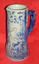 BBL2 Pichet cruche en grès d'ALSACE chasse chasseur chien chope à bière 25cm