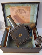 MAGIC LANTERN-lanterne avec coffre bois original (32 x 23 cm),E.PLANK-Circa 1890