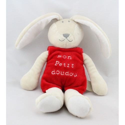 Doudou lapin beige rouge - , mon