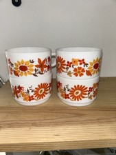tasse a café Arcopal serie multi fleurs orange vintage