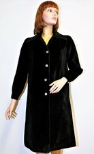 Vintage 70 trapeze Coat PIERRE CARDIN PARIS black velvet 38FR 6US made in France