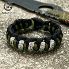 Bracelets de survie Vintage Viking Runes pour hommes 19/21/23cm couture couleur