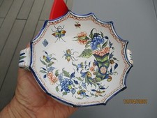 Petite Coupe ou Plat Faïencerie de Rouen à la CORNE D'ABONDANCE fleurie  Meier