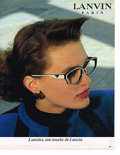 PUBLICITE ADVERTISING 044   1986   LANVIN  boutique   lunettes optique