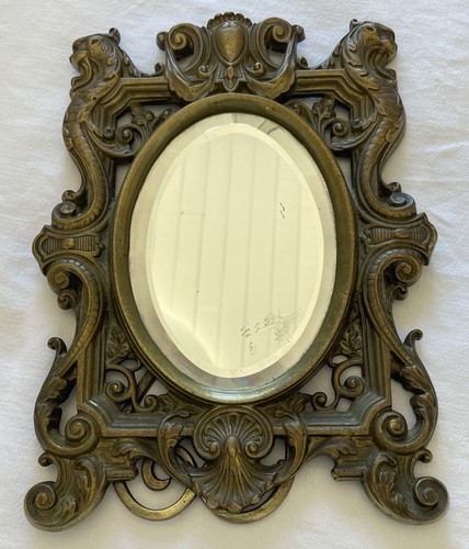 Ancien miroir bronze verre - bronze,