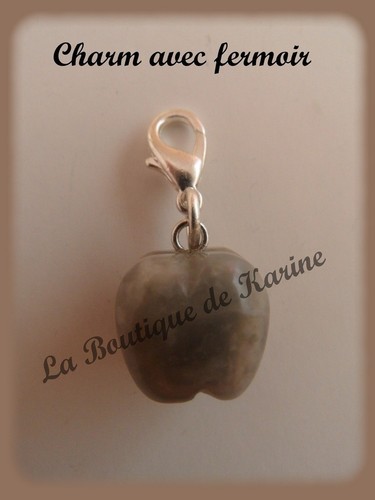 Charm breloque pomme gris - pomme,