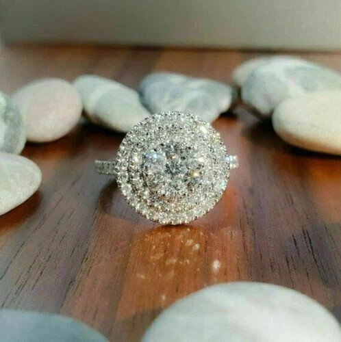 Bague double halo - , anniversaire