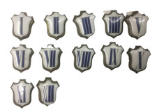 lot de 12 chiffres émaillés sur cuivre avec entourages laiton 33X27mm