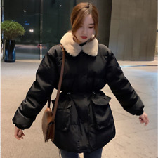 Femme Matelassé Rembourré Manteau Fausse Fourrure Col Veste Courte Tunique Doux