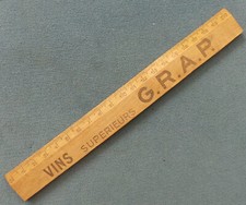Ancienne règle en bois publicitaire Vins G.R.A.P. Double décimètre