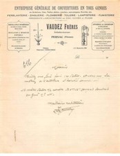 Facture.AM19977.Montmorillon.1900 environ.Vaudez Frères.Couverture.Ferblanter