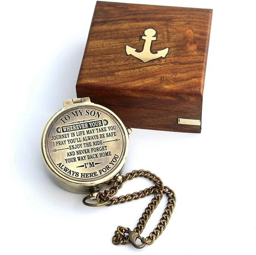 Boussole laiton gravée - boussole,
