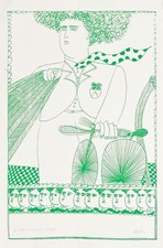 Alekos Fassianos Lithographie originale signée numérotée 1971 cycliste