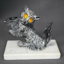 Ancien encrier en régule? - Chat fantastique yeux style ambré - Base en marbre?