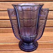 Vase Art Deco Val Saint Lambert Belgique modèle Romeo violet vintage H 22 cm