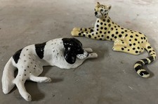 Lot de 2 Biscuit Animaux Tigre Chien Miniature Collection