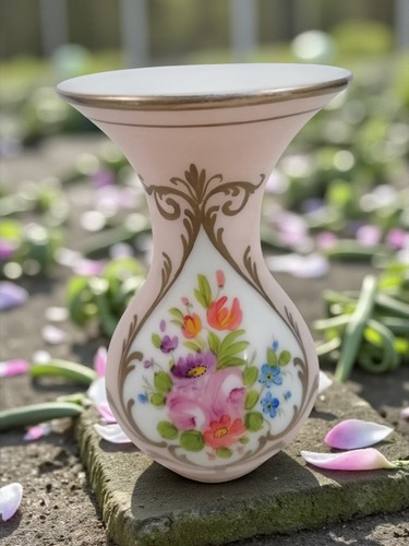 Vase rose opaline décors - rose, en