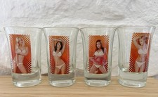 Lot 4 verres shooter PIN-UP sexy vintage shot glasses lingerie 90s collectible