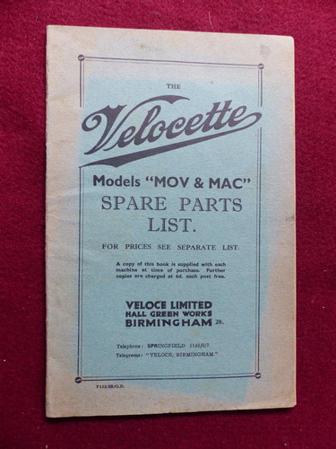 Livret moto velocette models - livret,