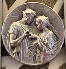 MÉDAILLE DE MARIAGE EN ARGENT SEMPER EXBRAYAT DROPSY COUDRAY SILVER MEDAL ART