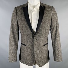 THE KOOPLES Taille 38 Gris Noir Coton Mélange Pic Revers Manteau Sport