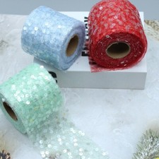 8Cm 10 Yards Bling Sequin Broderie Maille Tulle Ruban Décor De Nœud DIY