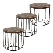 3x Table d'appoint bois massif