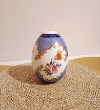 Grand Œuf en Porcelaine Vintage - Décor Floral 