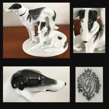 PFEFFER GOTHA - PORCELAINE - 2 LÉVRIERS BARZOÏS - TBE SUPERBE