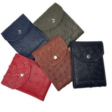 Portefeuille à deux volets en cuir d'autruche authentique pour femmes...