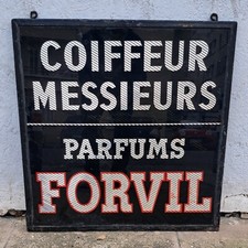 Forvil Coiffeur Messieurs Parfum Fixé Sous Verre Publicité Enseigne Salon...
