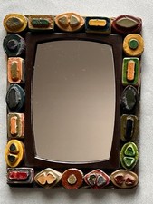 Ancien Miroir Plâtre Céramique Vinage 1950 1960  Era Vautrin Lembo Argonautes