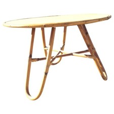 Table basse en rotin année 50 ou 60 style Janine Abraham