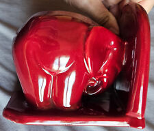 1 Serre livre éléphant en céramique art déco ( faïence rouge )