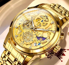 Montre Homme OLEVS 9947 - Quartz Cadran & Bracelet Acier Doré Style Prestige