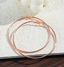 Créoles acier inoxydable anneaux 50 mm dorés rose