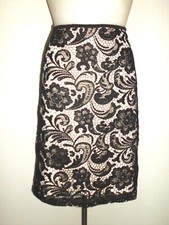 JUPE LONGUE H&M DOUBLE BEIGE ET VOILE EN BRODERIE NOIR TAILLE MEDIUM