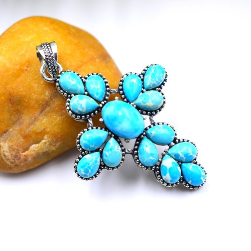 Blue larimar gemstone handmade - blue,