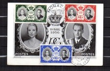 Carte Premier Jour Monaco Mariage Princier 19 Avril 56 - 3 VALEURS