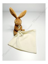 Doudou Plat/Mouchoir Peluche Petit Lapin Marron Et Beige Thème Naturel - Babynat