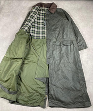 Barbour Vintage 80s Wax Burghley Long Jacket Trench Coat Green size 44 Men’s