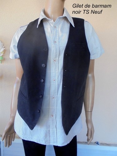 Gilet barman uni noir - gilet,