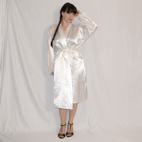 Peignoir satin blanc - lk,